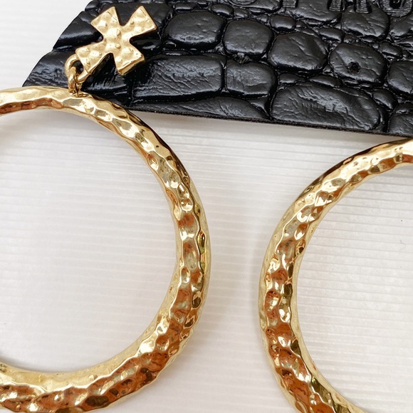 LUV AJ Gold Plated Statement Hoop Earrings - Picture 3 of 8